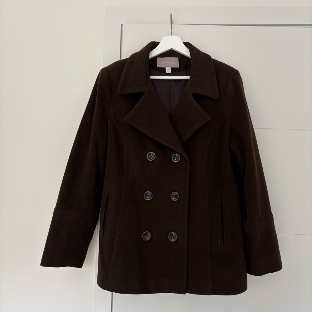 Croft & Barrow Double-Breasted Wool Pea Coat in Brown